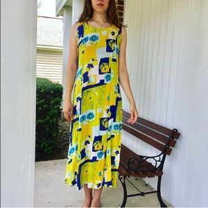 SOLD. Bright Colorblock Floral Maxi Dress